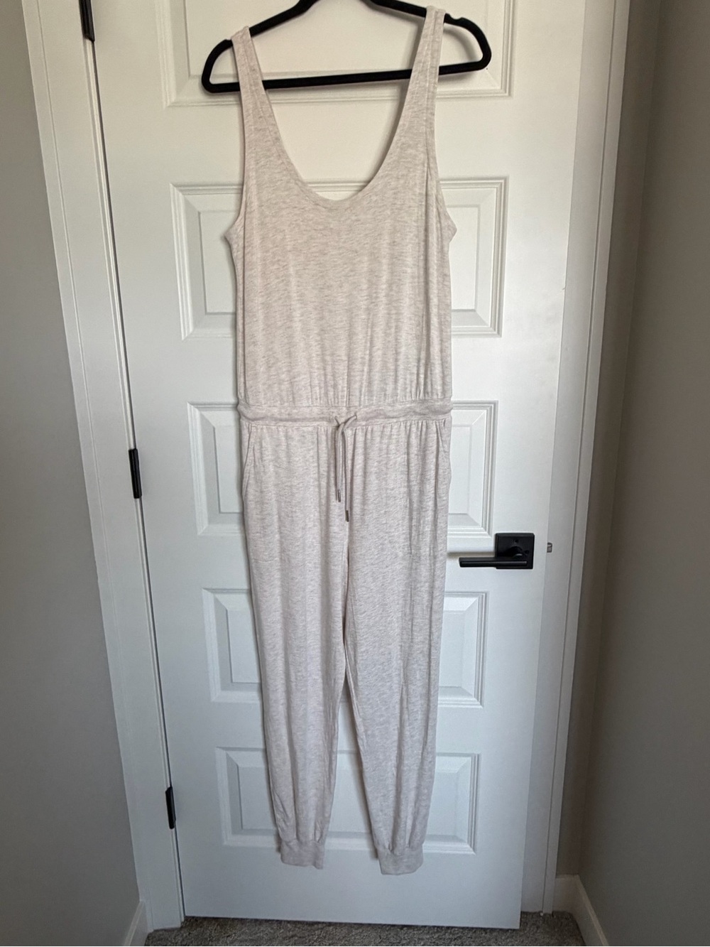 Athleta Light Beige Tank Jumpsuit with Drawstring